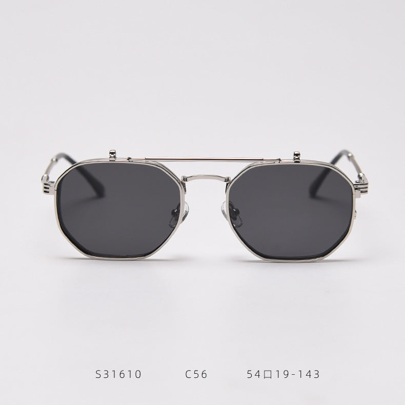 Retro Flip Up Sunglasses Polarized UV400 Vintage Metal Frame Sunglasses for Men Women Durable Everyday Outdoor Wear