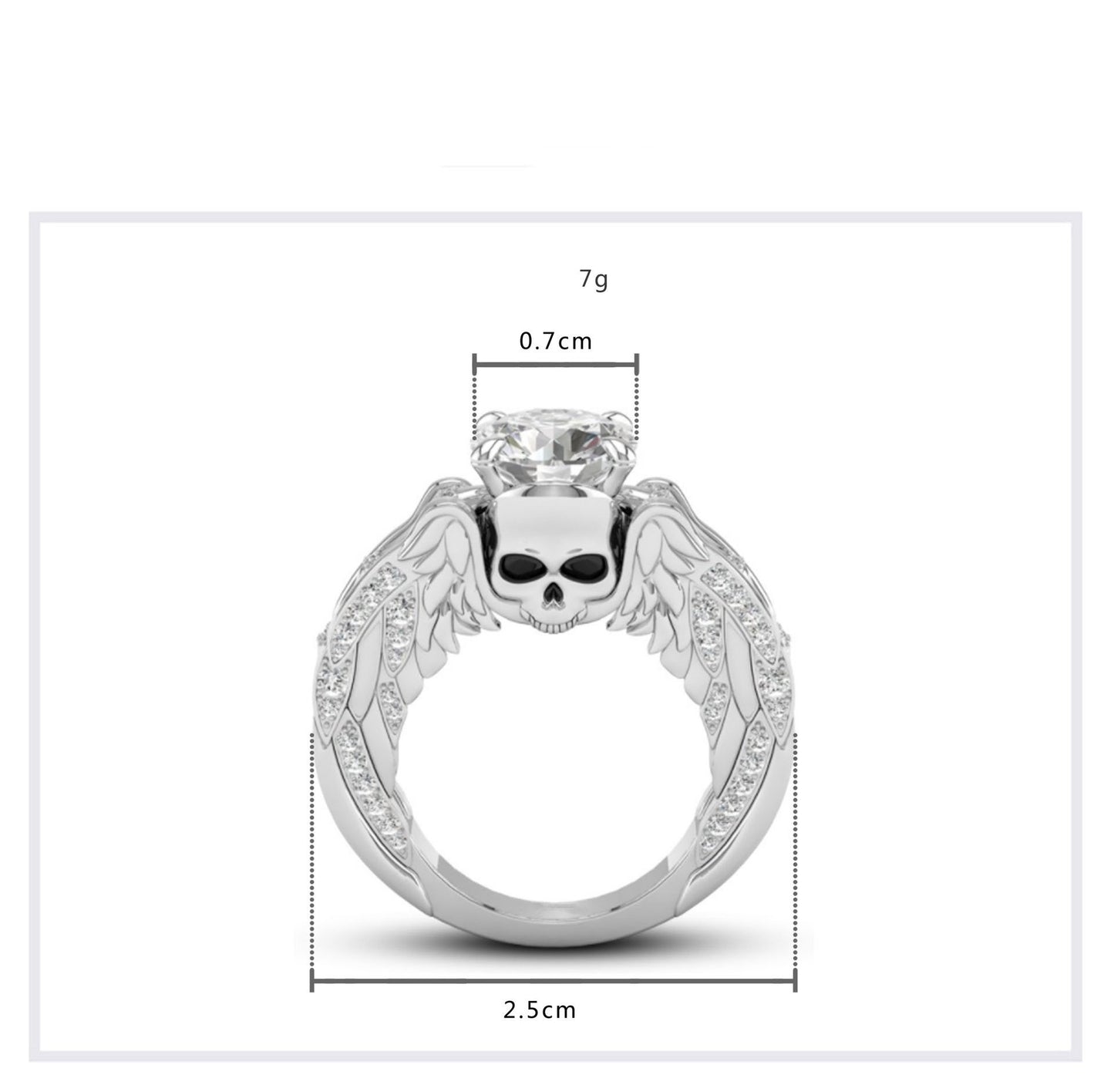 Womens Skull Ring Punk Skull Electroplated Copper Inlaid Gem Statement Jewelry Accessory European Durable Ring