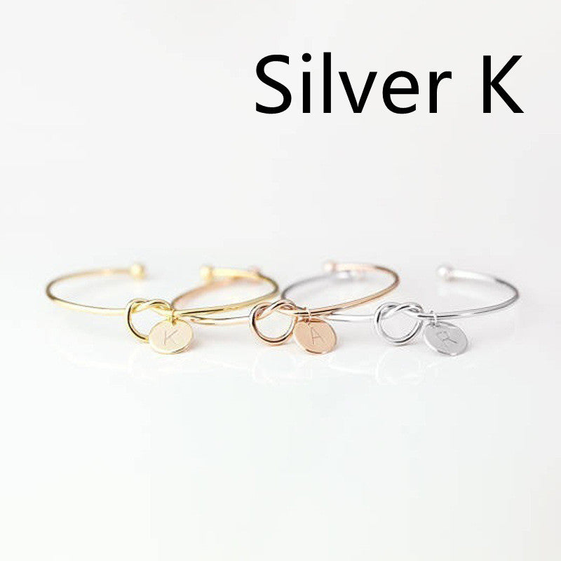 Womens Alloy Letter Bracelet Dead Knot Bangle Jewelry Gold