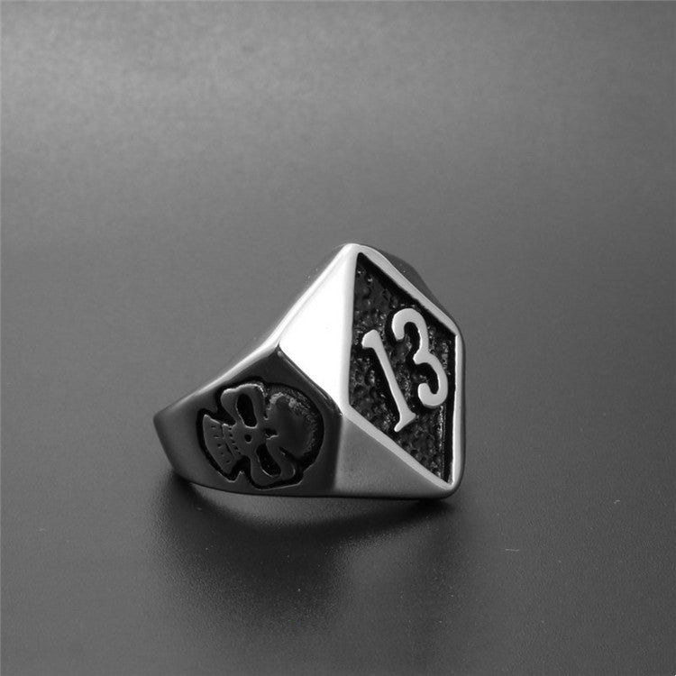 Mens Titanium Steel Ring Retro Ghost Head Biker Ring Gothic Punk Rock Jewelry Band Silver US Size Stylish Accessory