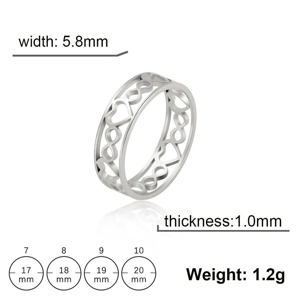 Heart Ring Stainless Steel Electroplated Hollow Band For Women Gift For Her Everyday Fashion Jewelry Chic Glow