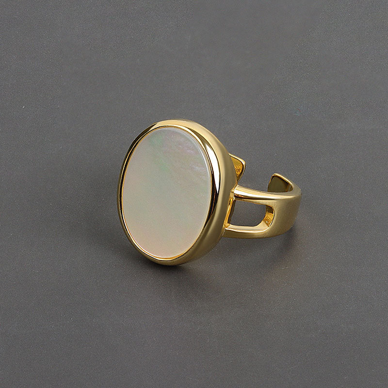 Adjustable Copper Band Ring With White Gold And Yellow Gold Tone Open Design 17.7mm Wide Everyday Elegant Look
