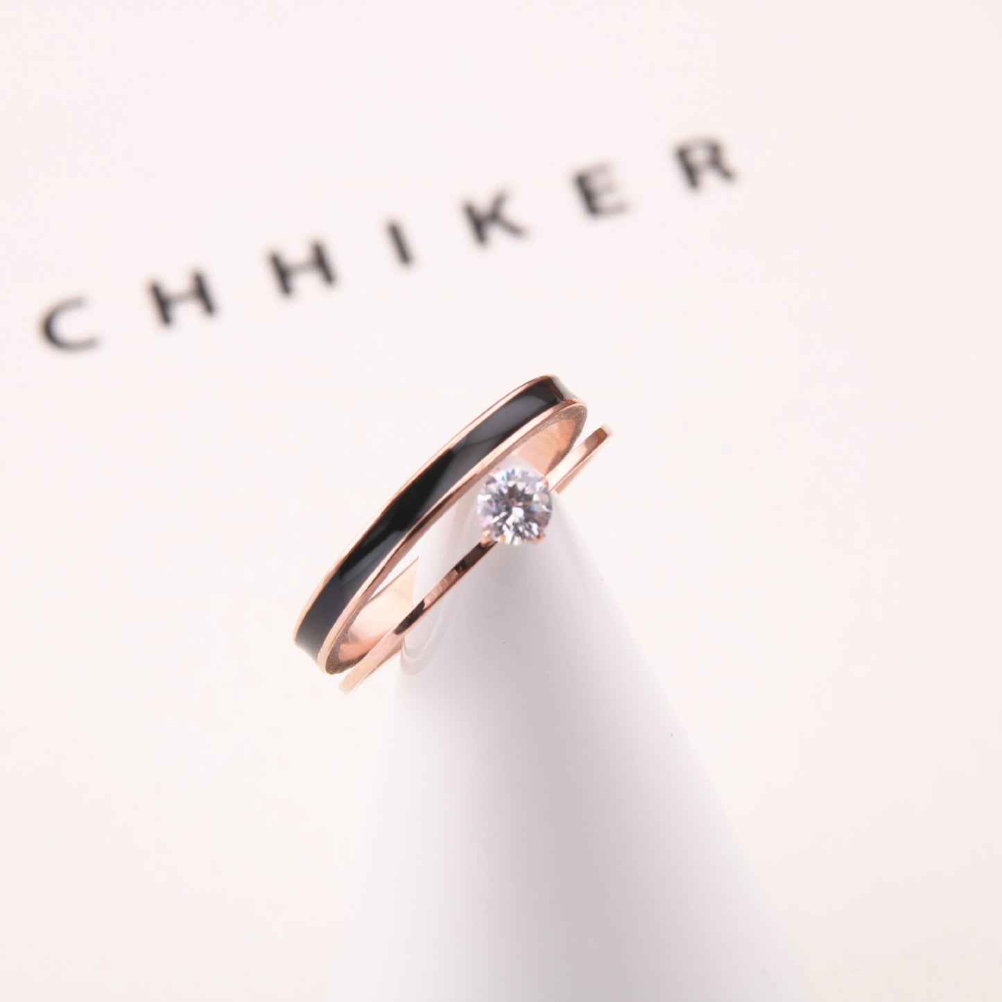 Womens Double Layer Black Face Fashion Ring With Diamond Accent Index Finger Ring Multi Layer Must Have Fashion Women