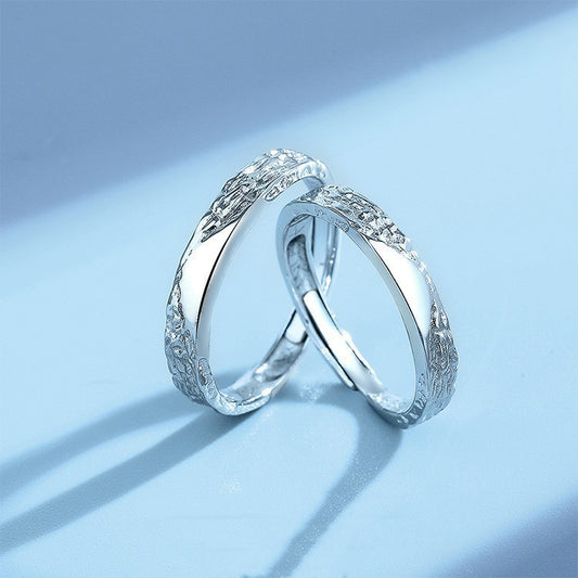 Couple Adjustable Copper Rings For Him And Her Geometric Textured Anniversary Promise Band For Daily Wear Line