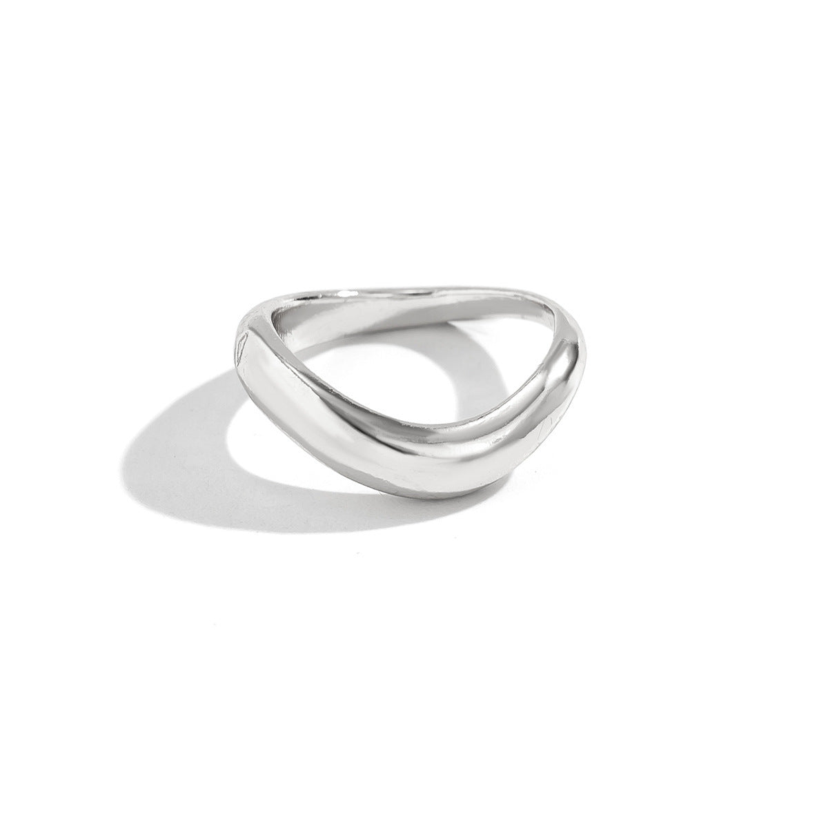 Geometric Ring With Ellipse And Line Elements Electroplated Zinc Alloy Glossy Liquid Lava Curved Design Everyday
