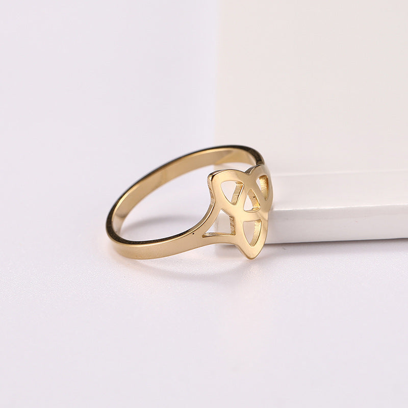 Geometric Stainless Steel Ring Electroplated In Gold And Rose Gold Fashion Jewelry For Women Size 17 18 19 Gift For Her