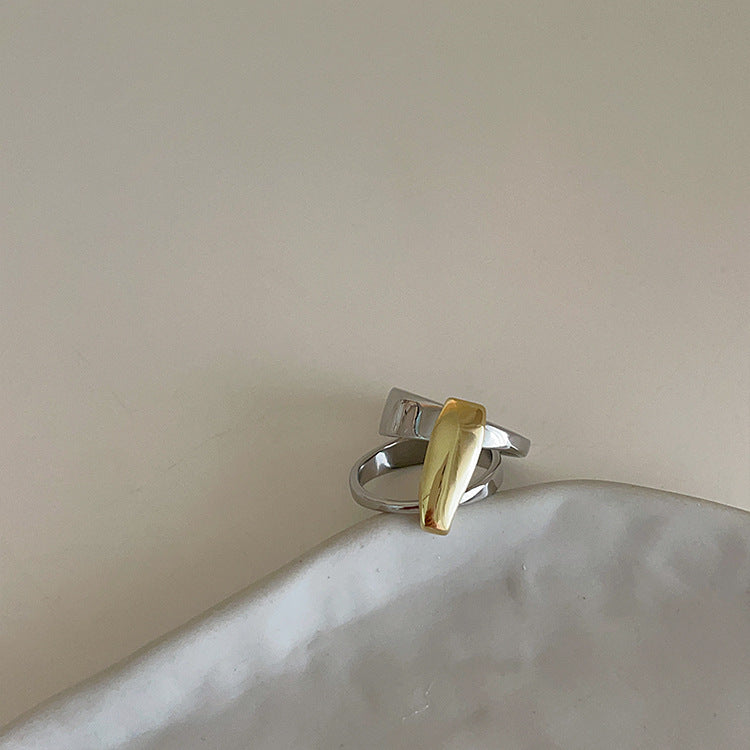 Womens Irregular Geometric Ring In Gold And Silver Tone Electroplated Metal Jewelry For Fashion Statement Accessory