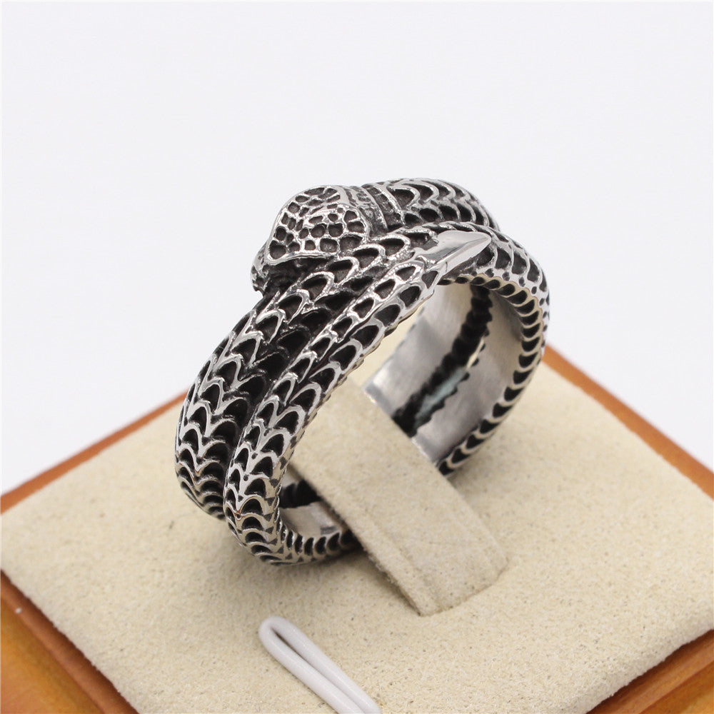 Gothic Snake Head Ring Unisex Titanium Steel Durable Jewelry Accessory Bold Design Statement Fashion For Men Women