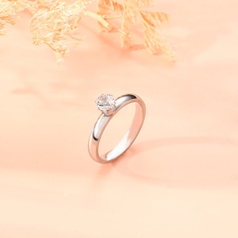 Stainless Steel Couple Rings Matching Bands With Unique 6 Claw Geometry Design His And Hers Promise Rings Set