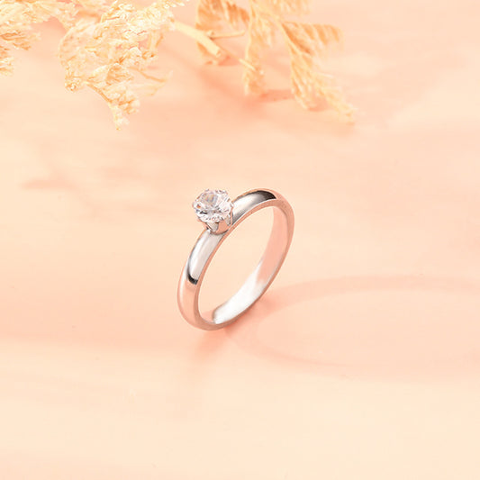 Stainless Steel Couple Rings Matching Bands With Unique 6 Claw Geometry Design His And Hers Promise Rings Set