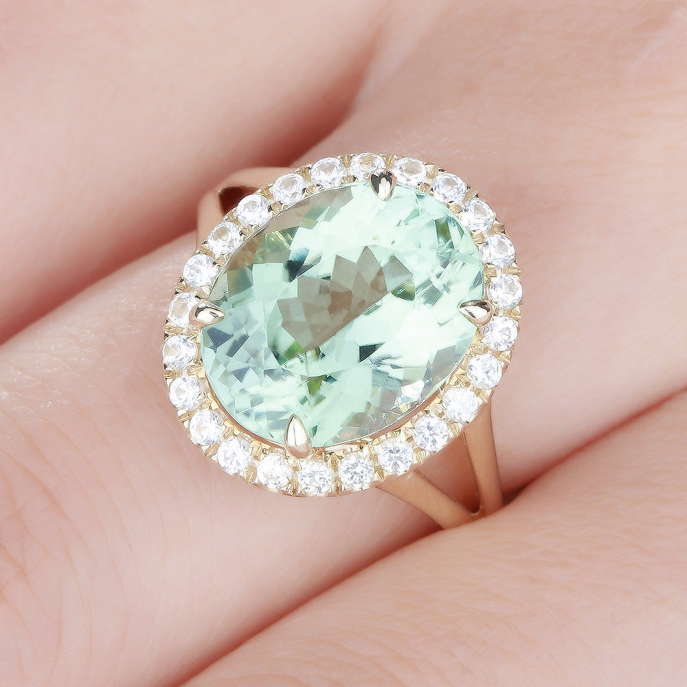 Emerald Full Diamond Micro Inlay Women European American Geometric Wedding Engagement Anniversary Jewelry Gift