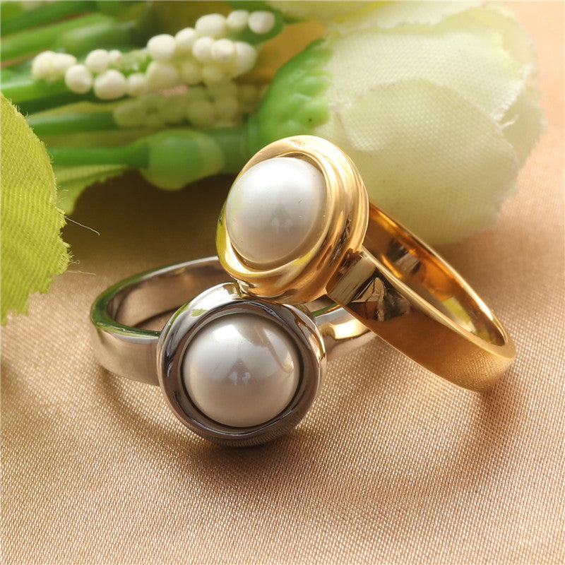 Womens Titanium Steel Ring With Natural Stone Round Design Durable Silver Jewelry For Everyday Wear Size 7 8 9