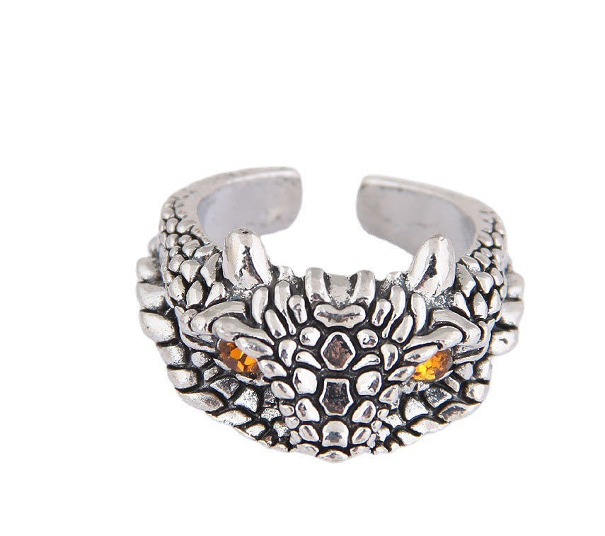 Mens Vintage Ring Punk Alloy Casting Adjustable Unisex Ring Retro Fashion Statement Jewelry Band Everyday Gift