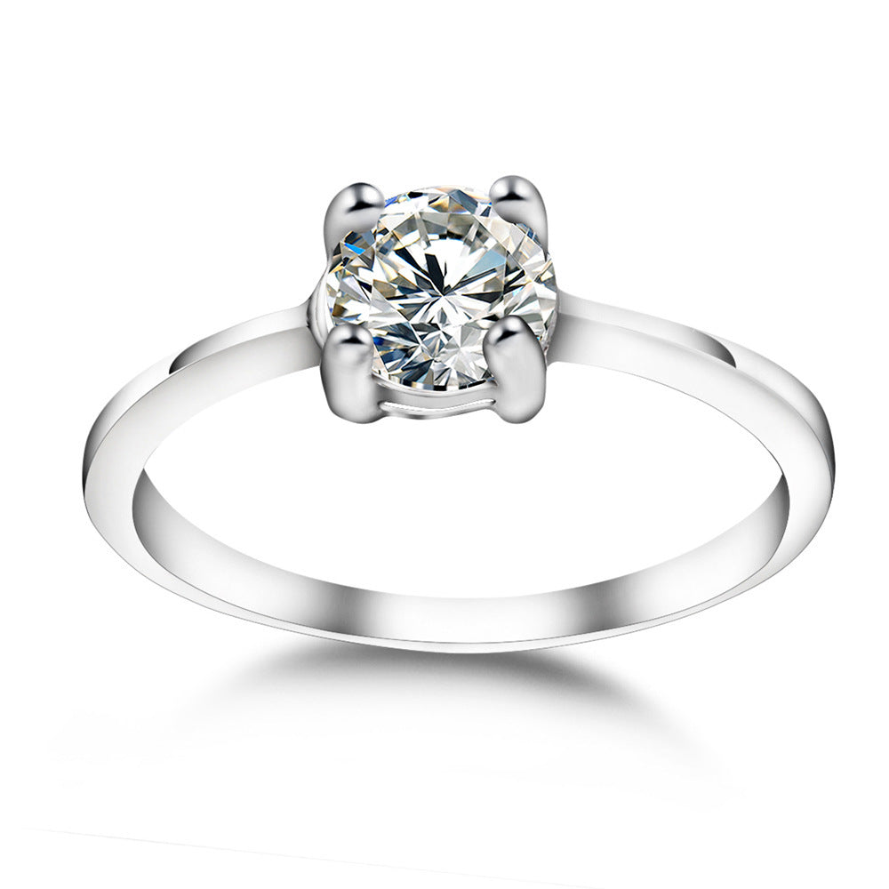 Geometric Zircon Inlaid Titanium Steel Couple Ring Set Fashion Jewelry For Lovers Engagement Gift Durable Quality