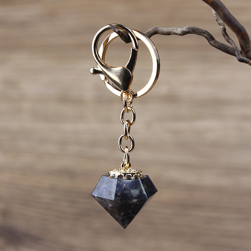 Crystal Gravel Resin Keychain Pendant Modern Design With Tapered Point Handcrafted Natural Stone Accessory Kit