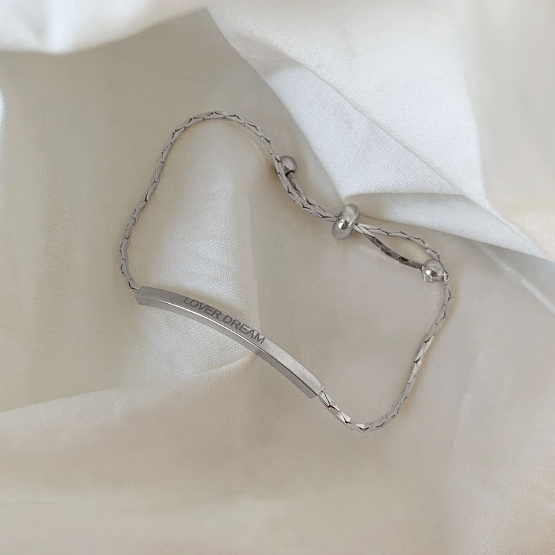 Unisex 925 Silver Letters Bracelet Minimal Fashion Jewelry