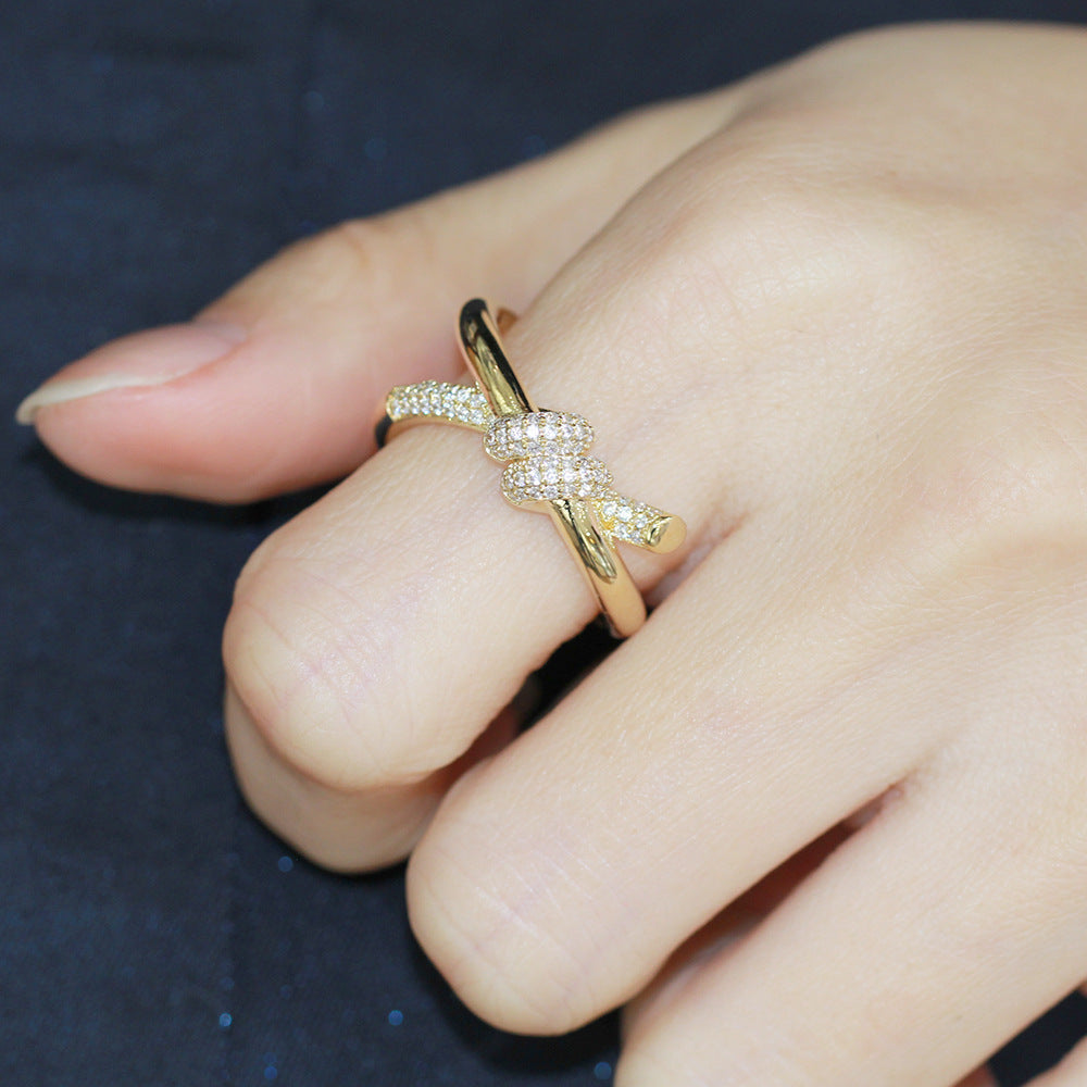 Adjustable Gold Plated Copper Ring For Women Open Band