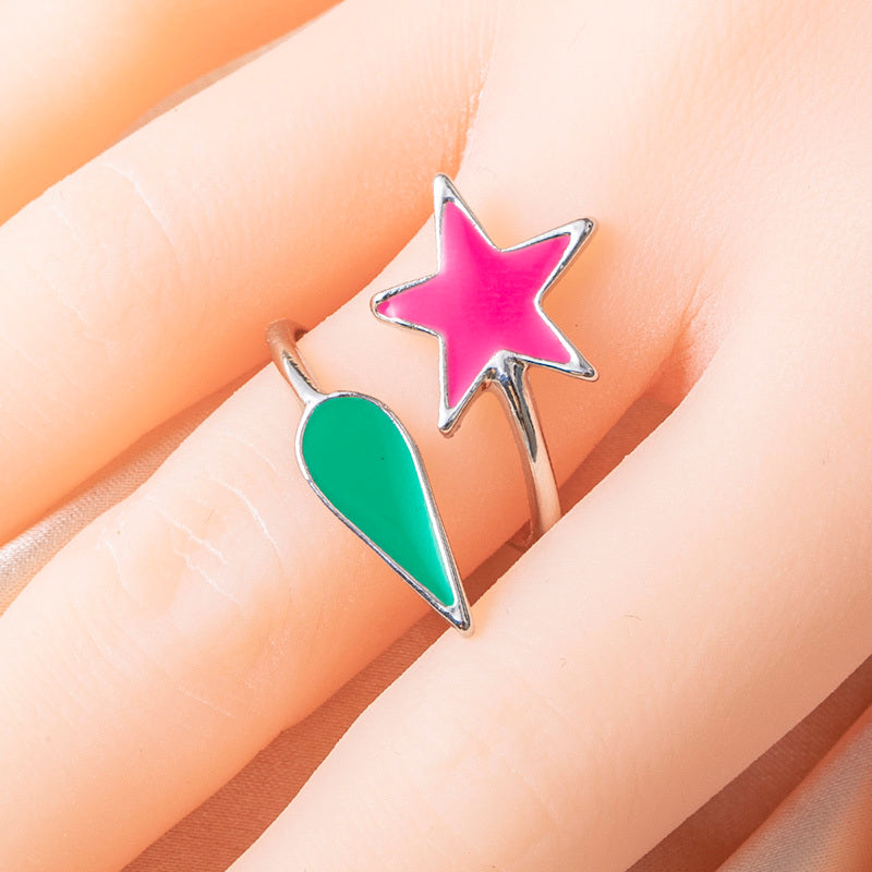 Hisoka Teardrop Star Ring Adjustable Open Zinc Alloy Enamel Cosplay Jewelry For Women Men Anime Fan Gift Cosplay Ring