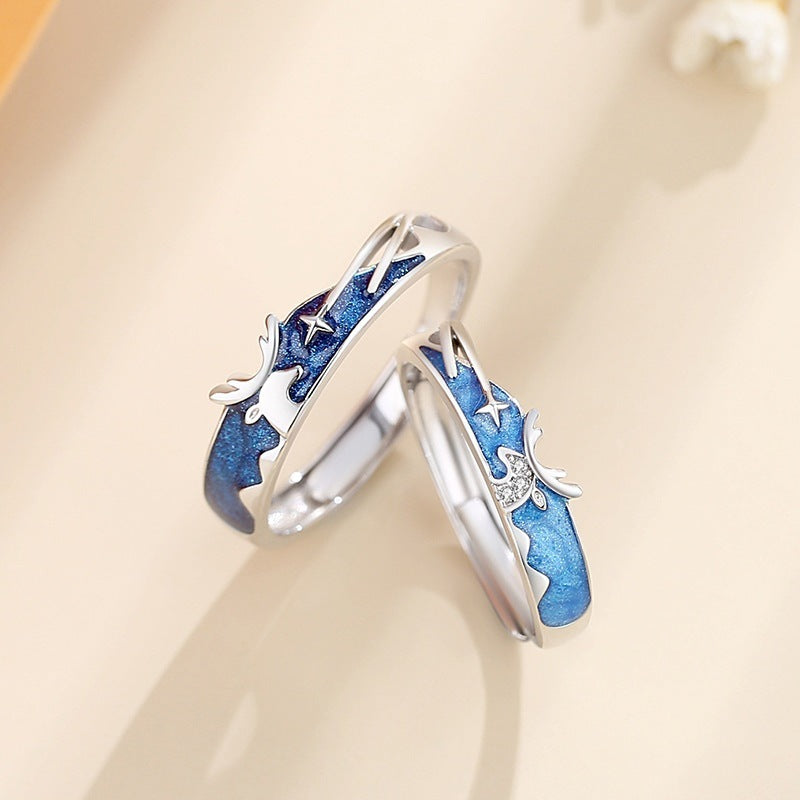 Adjustable Zodiac Animal Couple Rings His Hers Matching Rings Cartoon Style Jewelry For Relationship Gift Idea