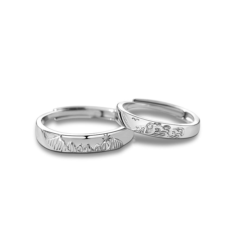Couples Rings Set Adjustable Silver Diamond Promise Rings For Him And Her Matching Bands With Unique Design And Style