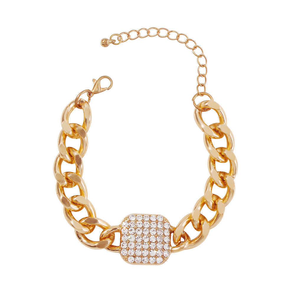 Womens Geometric Bracelet Alloy Chain Bracelet Punk Exaggerated Nightclub European American Jewelry Style Tone