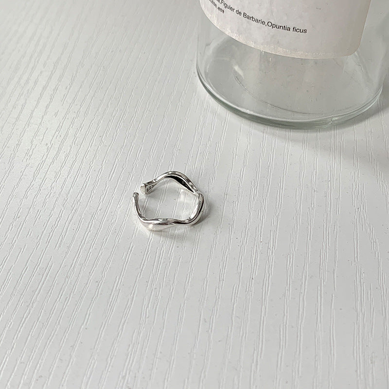 Unisex Adjustable Open Ring With Geometric Design White Copper Coated Silver Finish Fashion Jewelry Daily Wear