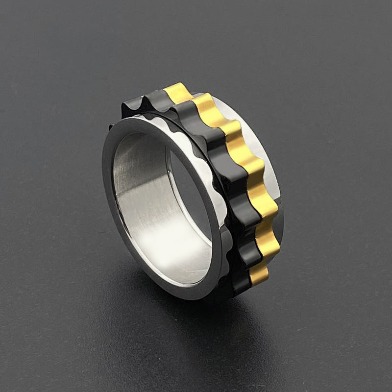 Men's Titanium Steel Rotatable Ring Stainless Steel Band Simple Spinner Ring Anxiety Relief Meditation Ring for Him Polished Finish Statement Ring
