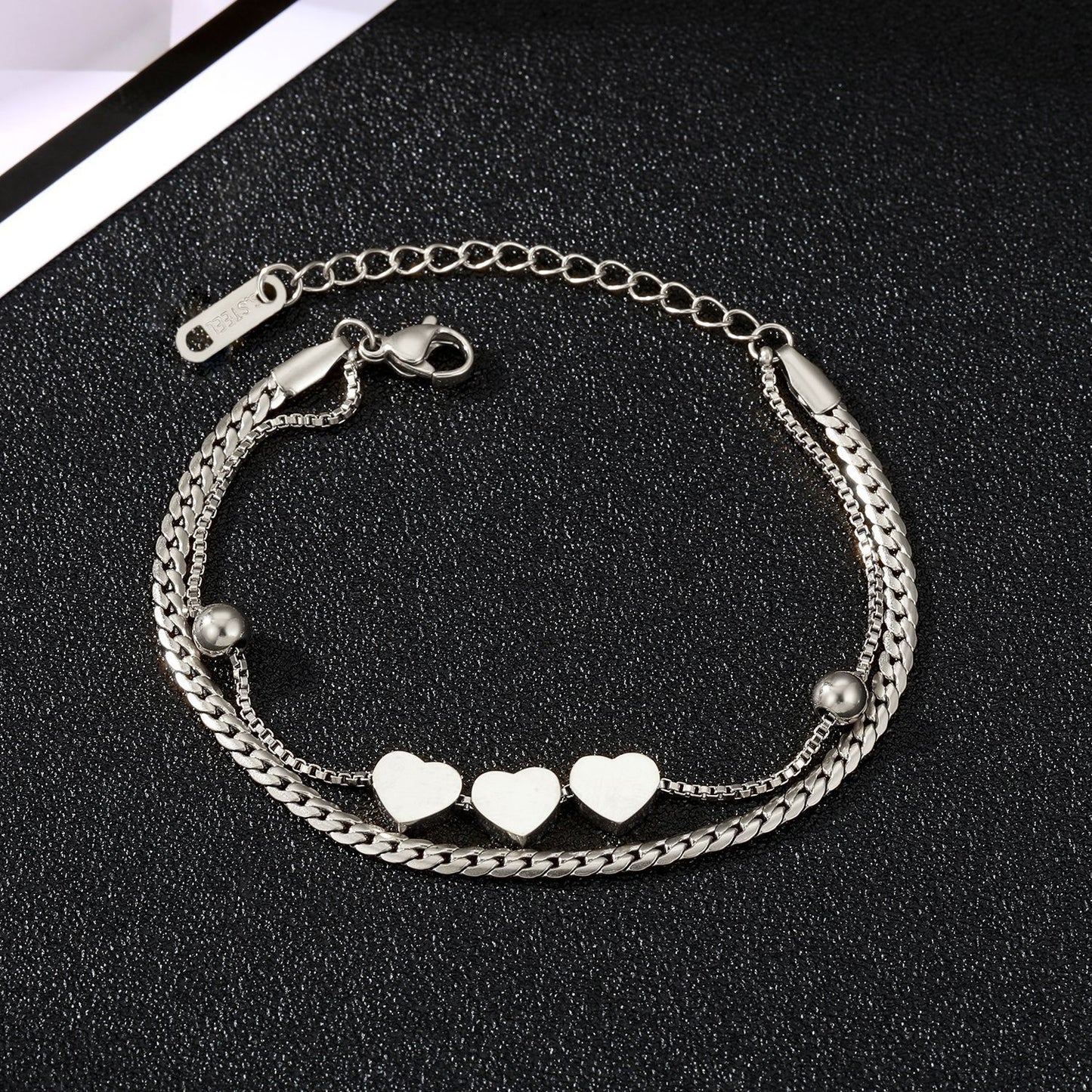 Stainless Steel Bracelet For Women Love Heart Geometric Electroplated Design Jewelry Non Fading FashionAccessory