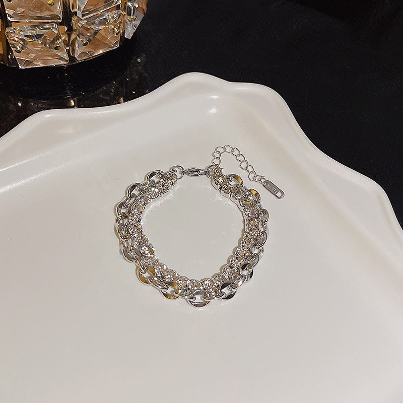 Womens Copper Bracelet With Zircon Flower Pearl Elegant Electroplated Bracelet Affordable Jewelry Gift For Her