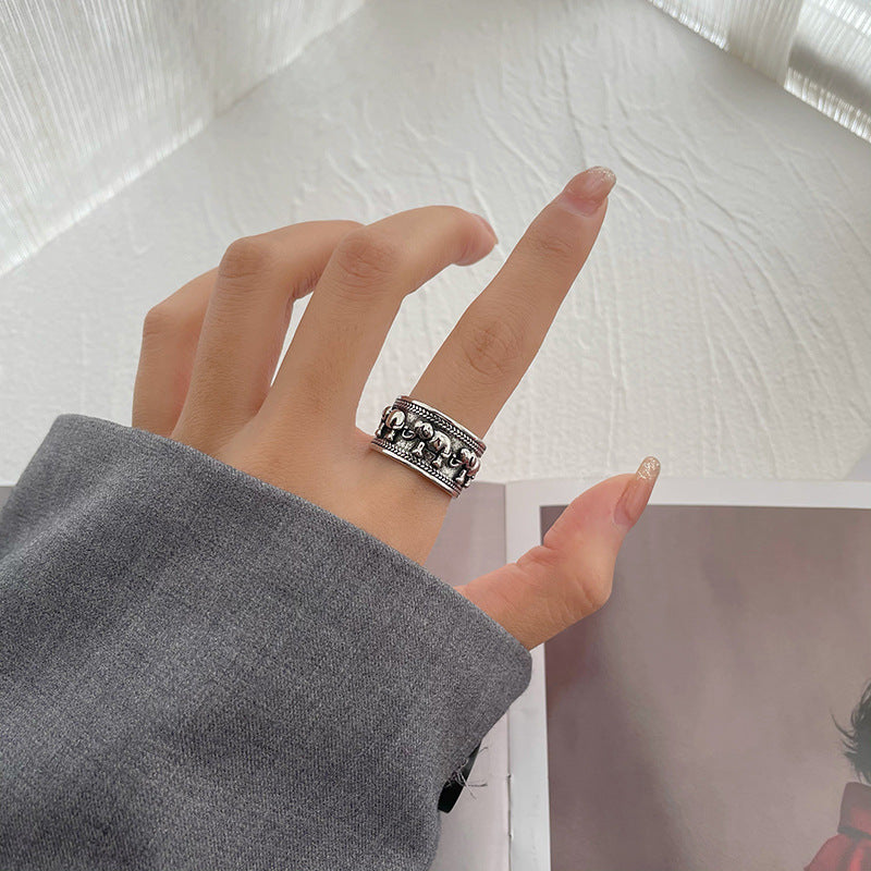 Unisex Adjustable Open Mouth Ring Belt Ring Geometry Alloy Ins Style Retro Distressed Jewelry Everyday Casual Wear