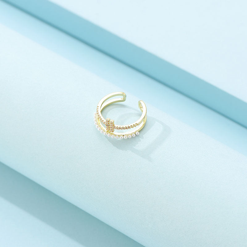 Women Geometric Square Ring Pendant Necklace Exquisite Copper Jewelry Simple Fashionable Design Ring New Style Chic