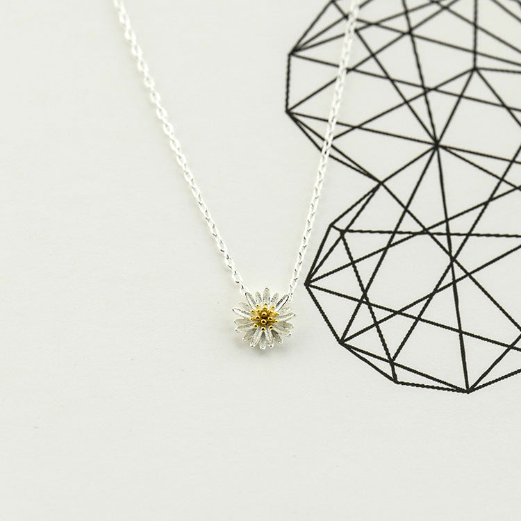 Silver Daisy Ring Small Plain Set Lightweight Korean Style Electroplated Jewelry Gift Great For Everyday Wear