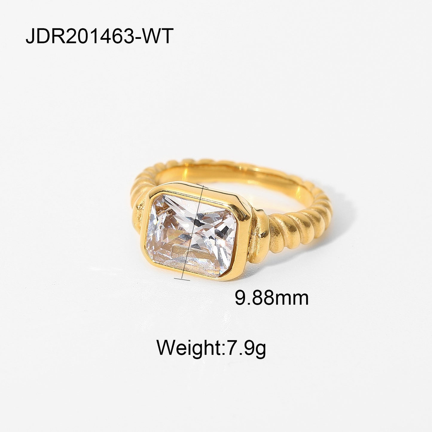 Stainless Steel Zircon Ring 18K Gold Plated Band Elegant Jewelry Gift For Her Statement Ring Anniversary Piece