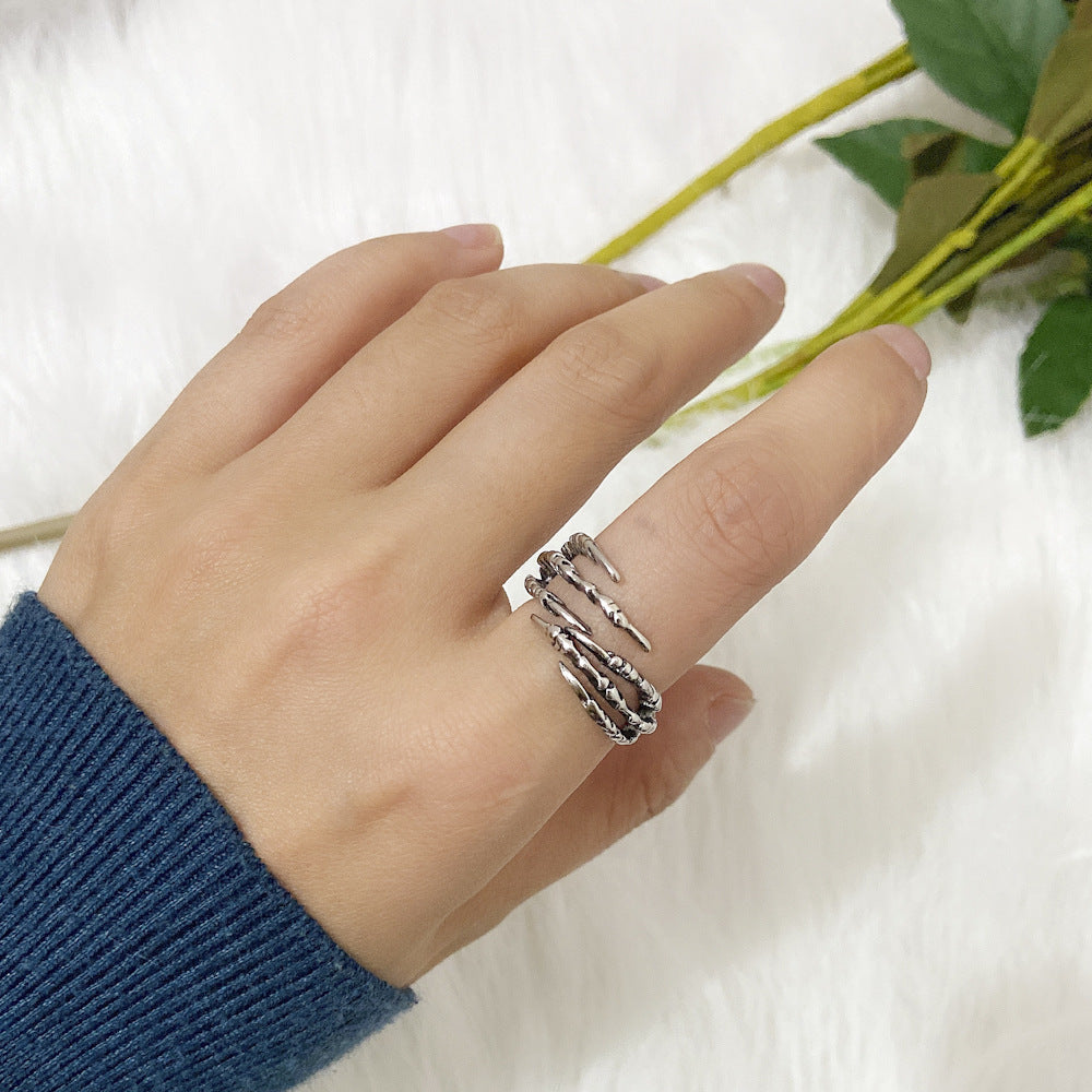 Unisex Adjustable Ring Alloy Geometrical Claw Design Electroplated Fashion Jewelry Hip Hop Punk Ring Women Men