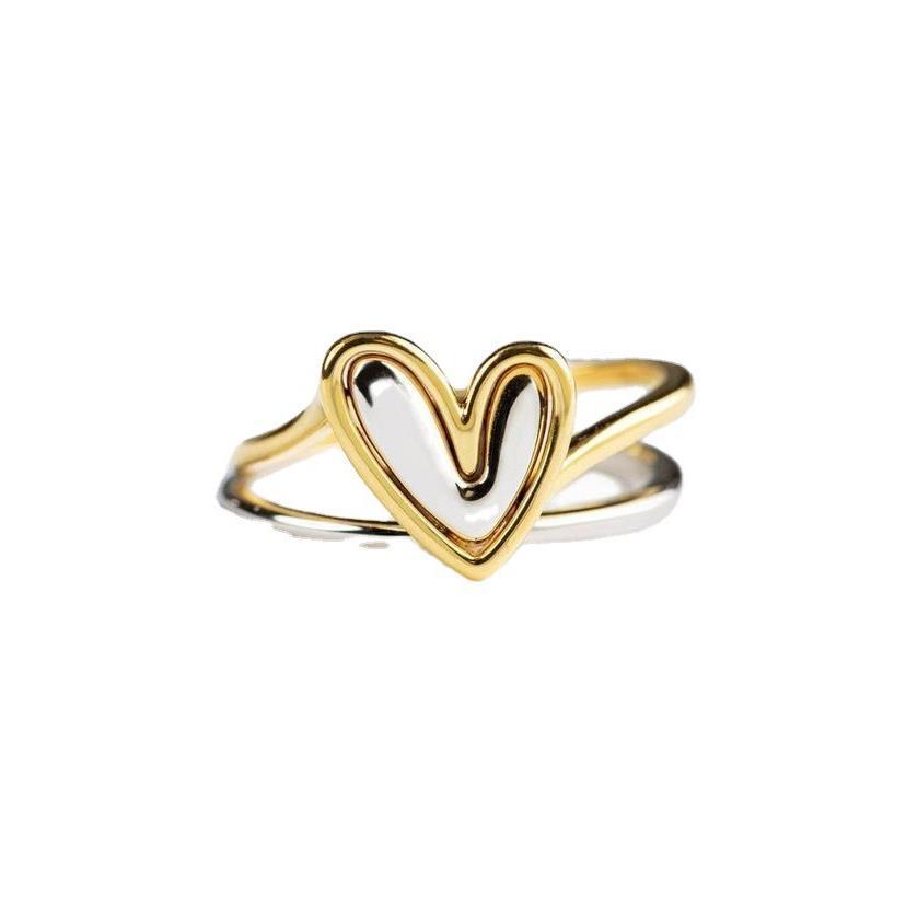 Womens Heart Ring Set Adjustable Alloy Rings Two Piece Irregular Design European American Korean Style Classic
