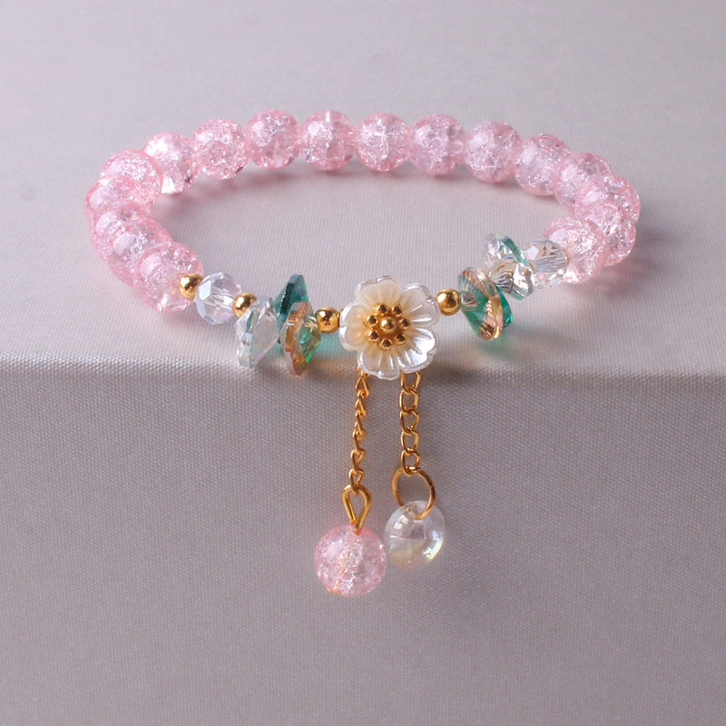 Women Flower Bracelet Colorful Glaze Crystal Pearls Delicate Floral Jewelry For Women And Girls For Daily Wear