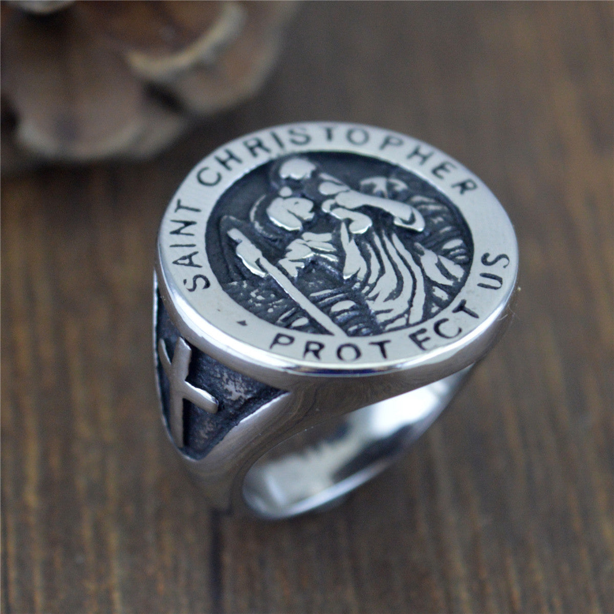 Stainless Steel Cross Ring For Men Vintage Style Silver Tone Jewelry Sizes 7 8 9 10 11 12 13 Polished Finish Collection