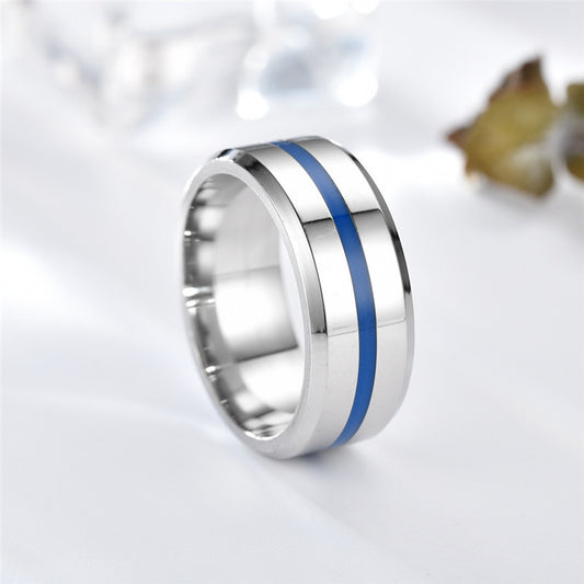 Unisex Titanium Steel Couple Rings Glossy Geometric Design Electroplated Band Ring for Wedding Celebration Joy
