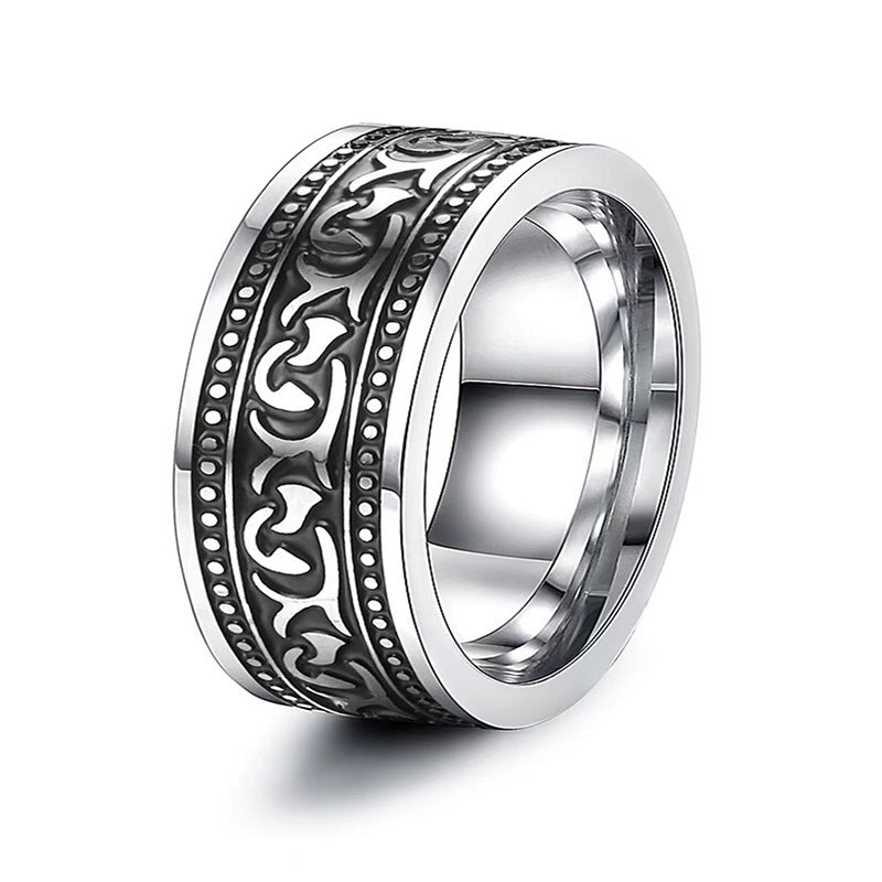 Mens Titanium Steel Ring Retro Electroplated Totem Band Classic Fashion Jewelry Size 7 8 9 10 11 12 13 Stylish