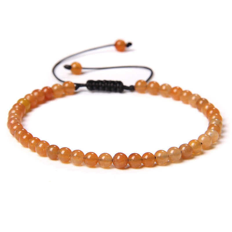 Unisex Hand Woven Natural Stone Beaded Bracelet 4mm European American Fashion Style Accessory Handmade Everyday Wear