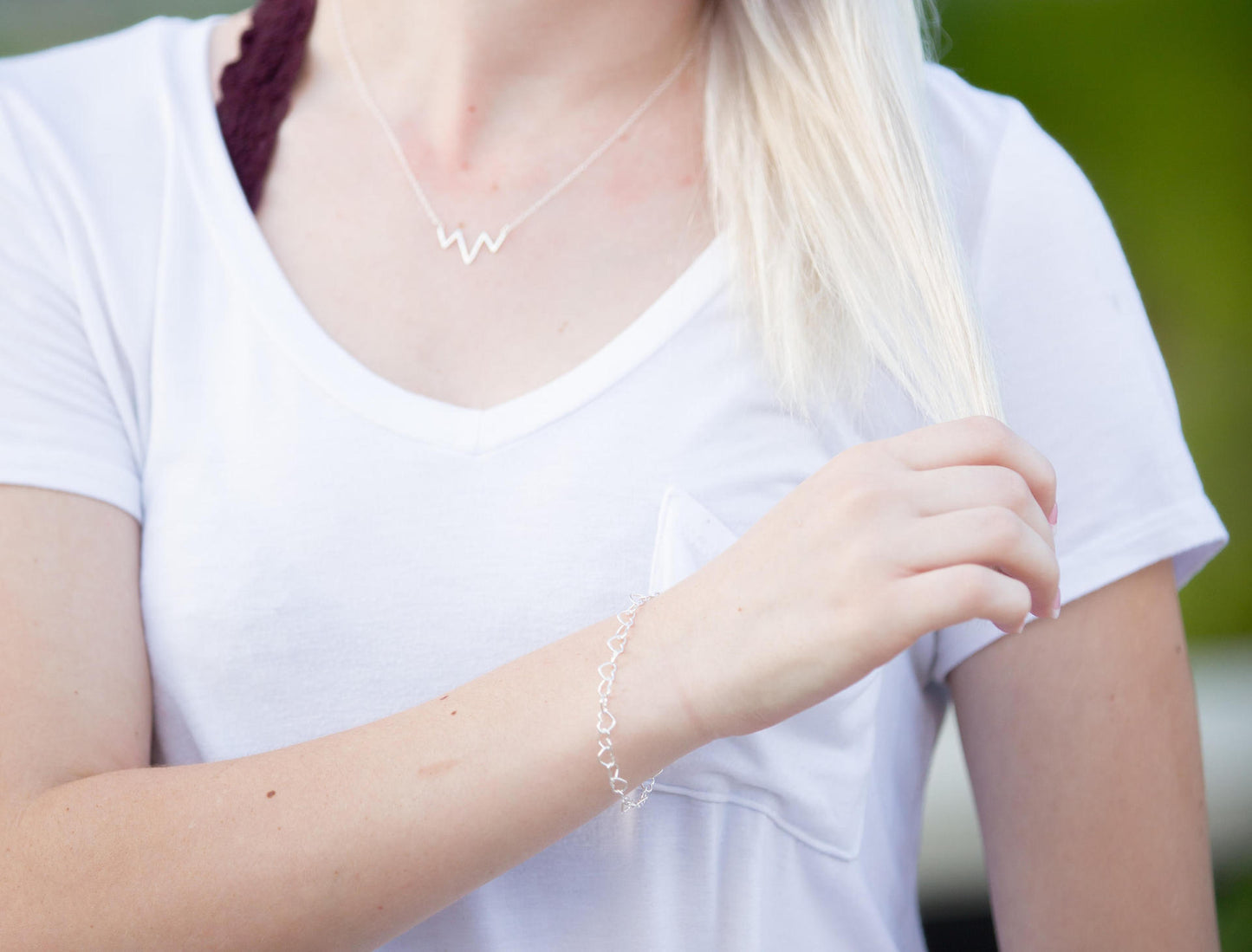 Womens Heart Charm Bracelet Alloy Jewelry Gold Silver Finish