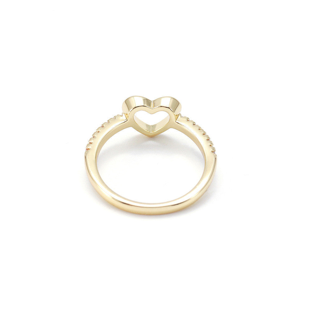 Heart Shaped Ring For Women Copper Gold Plated Finish