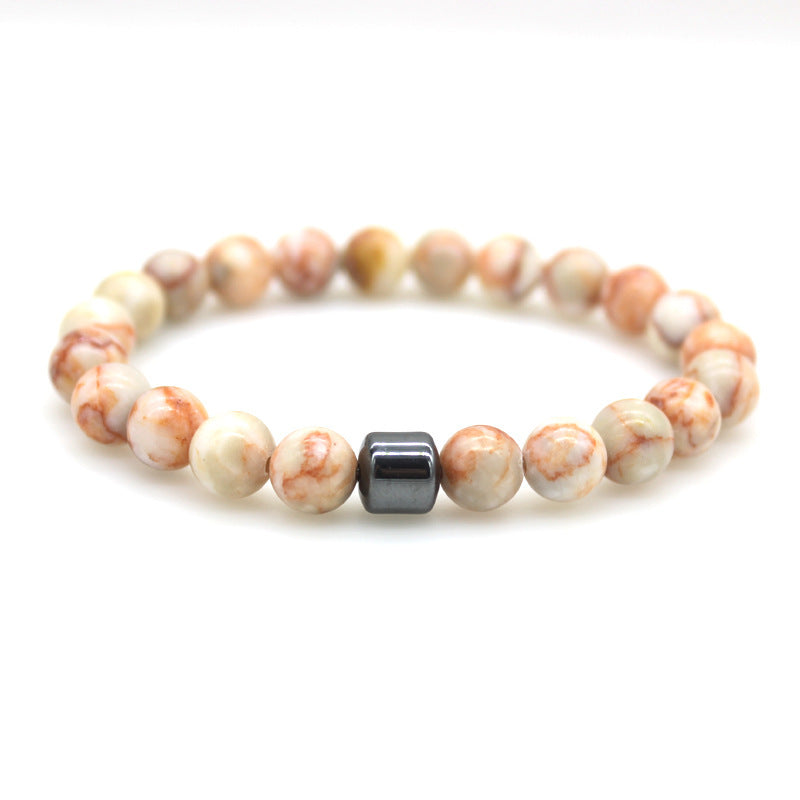 Unisex Tigereye Bracelet Natural Volcanic Rock With Map Stone Geometric Design For Everyday Wear And Special