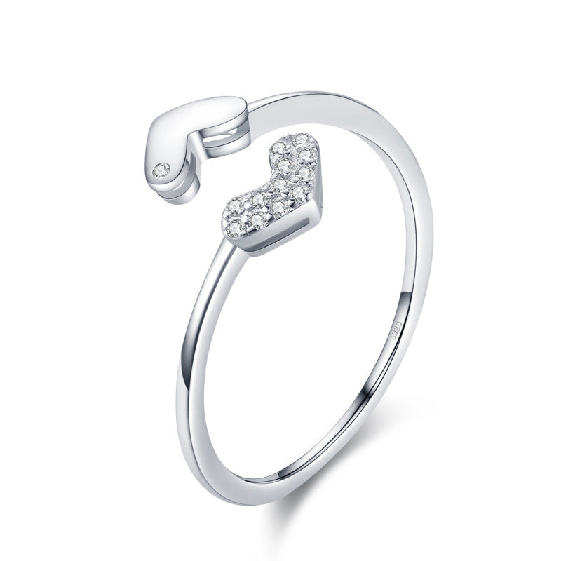 Peach Heart Silver Ring For Women Adjustable Design Jewelry Romantic Elegant Gift Idea Timeless Accessory For Daily Wear