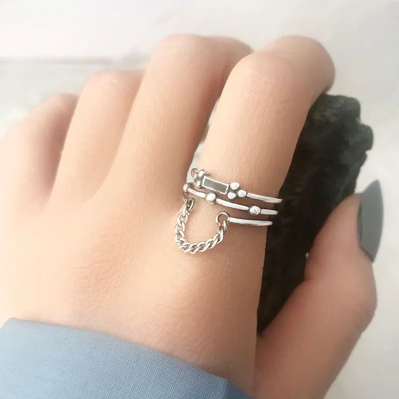 Womens 925 Silver Adjustable Ring Retro Geometric Band Symbolizing Prosperity Wealth Lucky Ring Everyday Shine