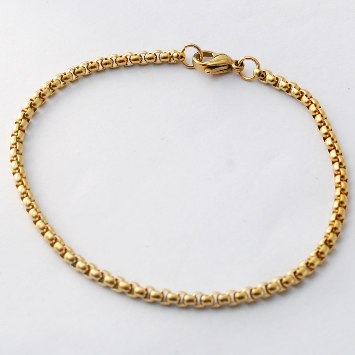 Gold Stainless Steel Bracelet Square Pearl Unisex Jewelry