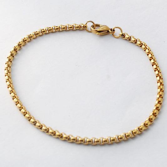 Gold Stainless Steel Bracelet Square Pearl Unisex Jewelry
