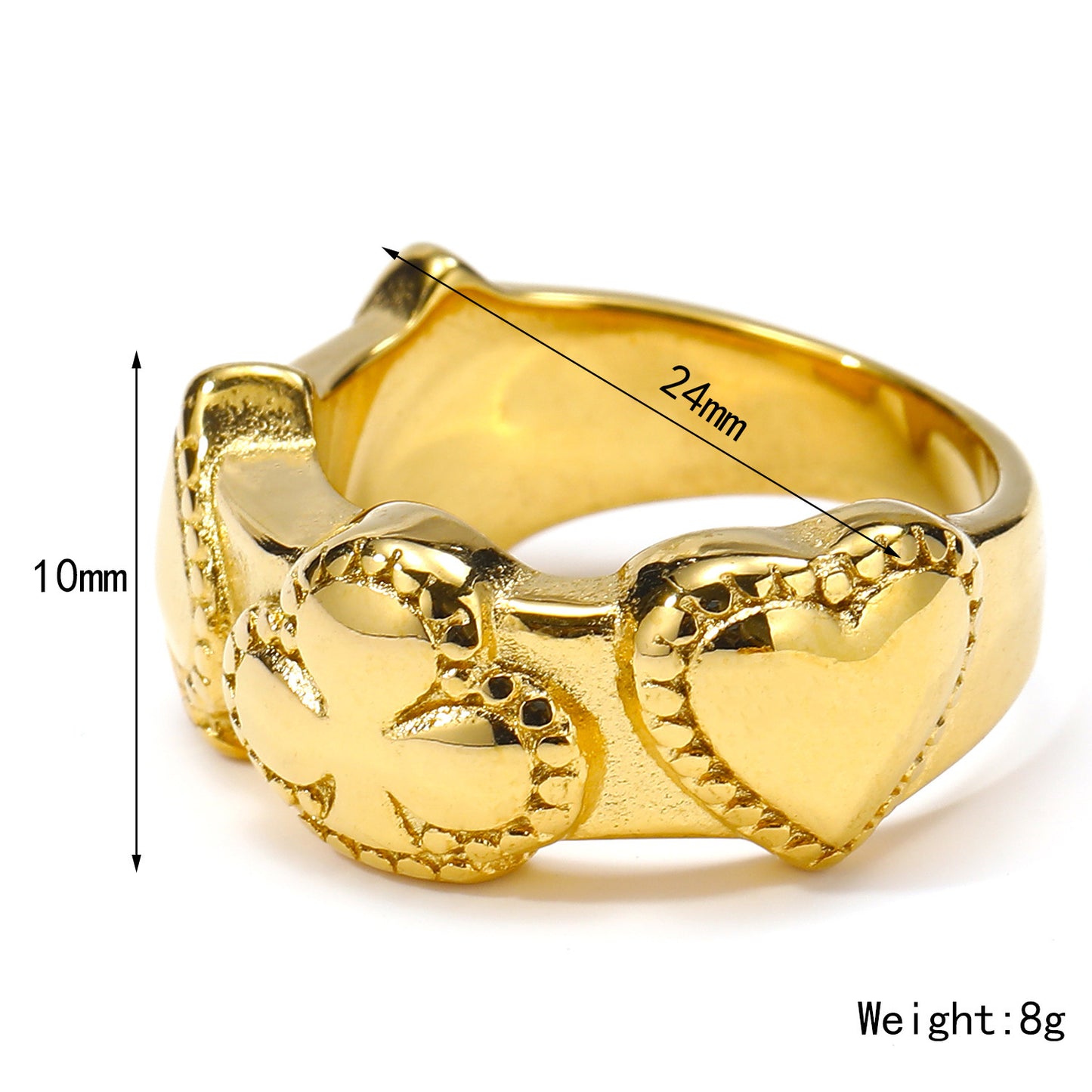 Niche Temperament All-match Heart-shaped Flower Titanium Steel Ring