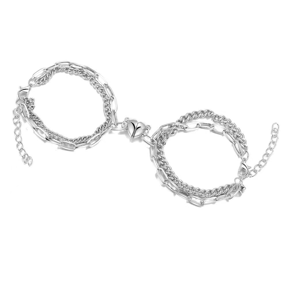 Couple Magnetic Heart Shaped Alloy Bracelets Set For Couples Matching Design With Love Tone For Everyday Style