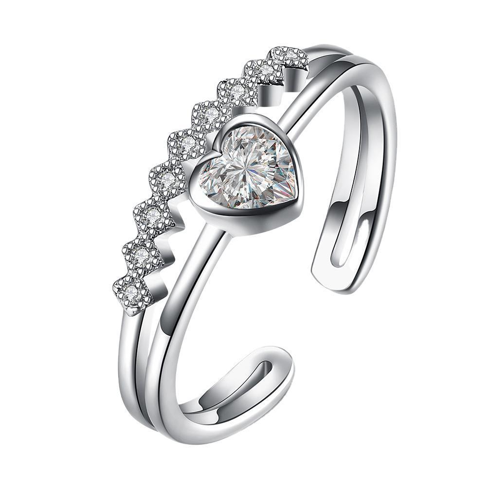 Heart Shaped Couple Rings With Micro Inlaid Zircon Electroplated Geometrical Design For Ladies And Men Fashion